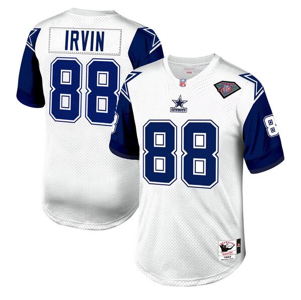 Men's Dallas Cowboys #88 Michael Irvin White 1996 Mitchell & Ness Throwback Football Stitched Jersey